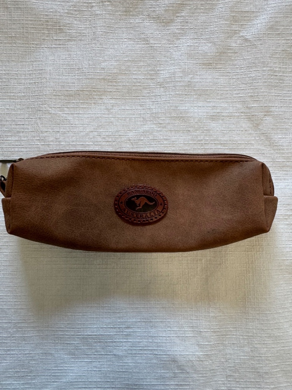 4/25 Kangol Kids Brown Faux Leather Zip Pencil Pouch